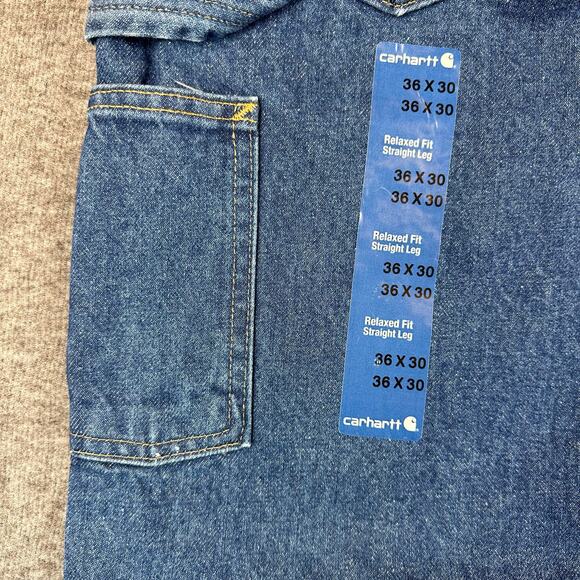 NWT Carhartt Jeans Mens 36x30 Relaxed Fit Carpenter B171 Straight Leg Workwear - Picture 8 of 10